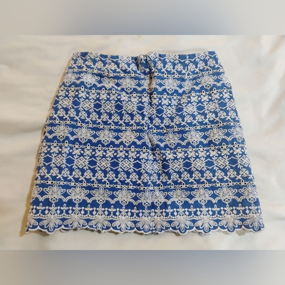 LOFT Blue and White Mini Skirt - Picture 5 of 9